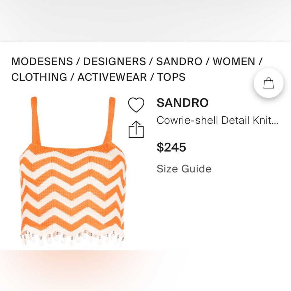 Sandro Cowrie sea shell top